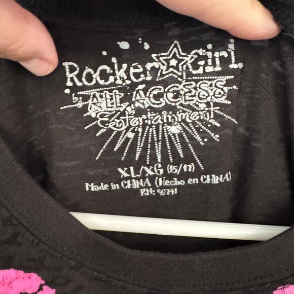 Rocker Girl Kiss Me I'm Irish Burnout Tee Shirt Juniors Size XL / 15 - 17 Black - Picture 5 of 7